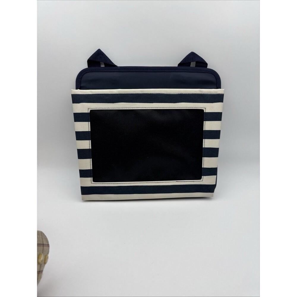Thirty-One Oh-Snap Pockets Organizer Blue Striped Nautical Hang Bag chalk Front